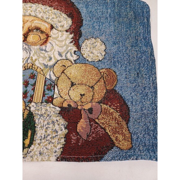 Vtg Christmas Santa Claus Teddy Bear Woven Tapestry Placemats Set of 4 - Picture 3 of 10